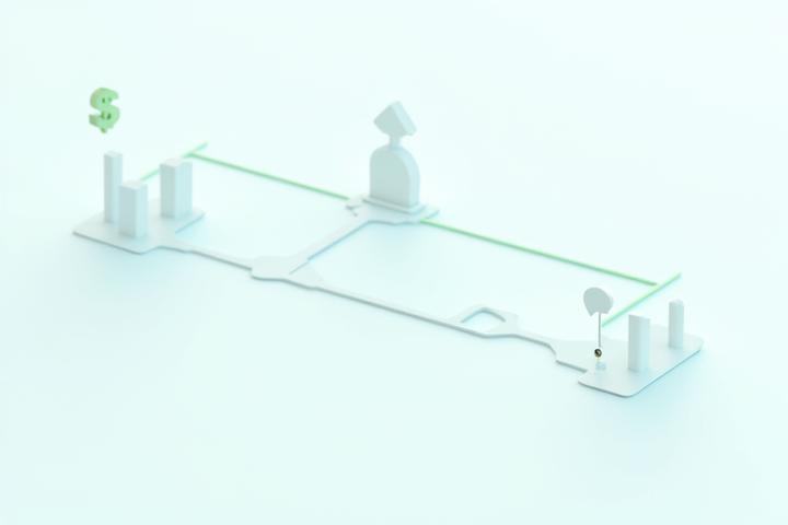 En flytskjema-illustrasjon som viser optimalisering av skatt for internasjonale investeringer, med piler som representerer kapitalflyt og grønne symboler for effektivitet.