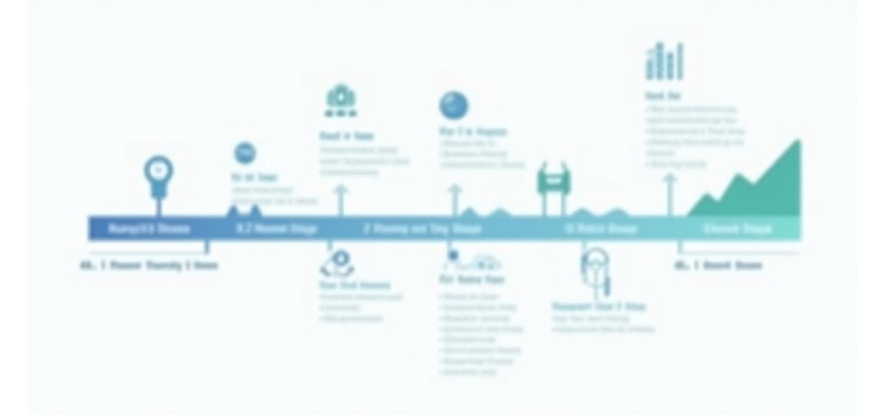 Infografikk som viser en tidslinje over startup-fasene med relaterte økonomiske milepæler og hensyn.