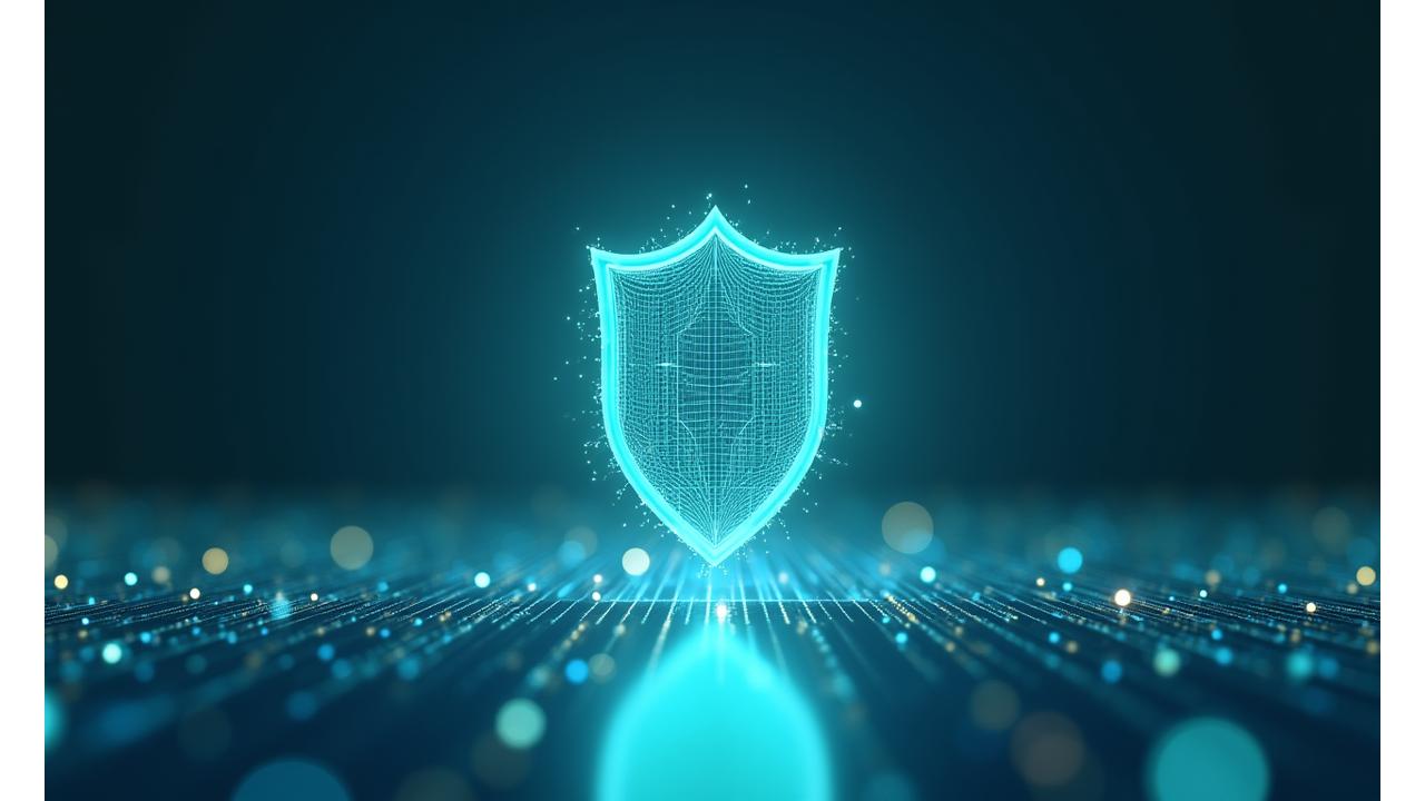 Digitalt skjold som beskytter personopplysninger og finansiell data, symboliserer personvern og sikkerhet hos Guidely Kapital AS.